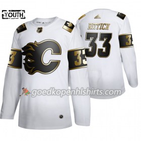 Calgary Flames David Rittich 33 Adidas 2019-2020 Golden Edition Wit Authentic Shirt - Kinderen